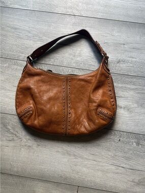Micheal Kors Brown Studded  Shoulder Leather Hobo Bag